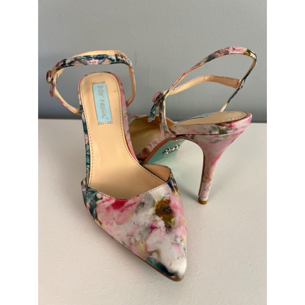 Blue by Betsey Johnson SB-Anina Floral Print Pumps Heels 6.5 Wedding Blue Sole